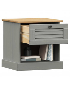 Comodino VIGO Grigio 42x35x42 cm in Legno Massello di Pino 2