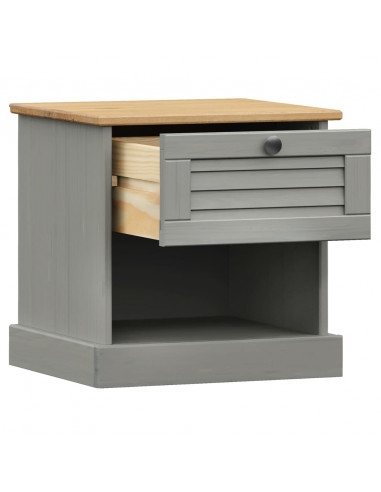 Comodino VIGO Grigio 42x35x42 cm in Legno Massello di Pino