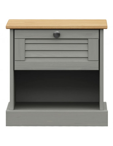 Comodino VIGO Grigio 42x35x42 cm in Legno Massello di Pino