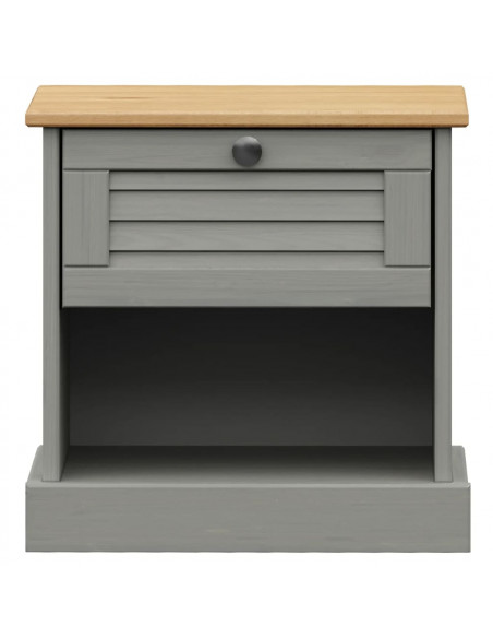 Comodino VIGO Grigio 42x35x42 cm in Legno Massello di Pino
