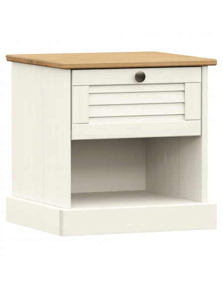 Comodino VIGO Bianco 42x35x42 cm in Legno Massello di Pino