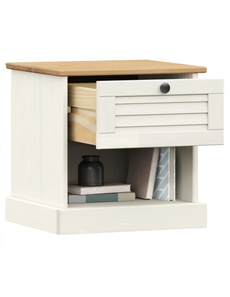 Comodino VIGO Bianco 42x35x42 cm in Legno Massello di Pino