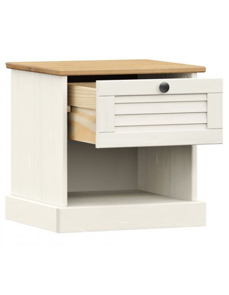 Comodino VIGO Bianco 42x35x42 cm in Legno Massello di Pino