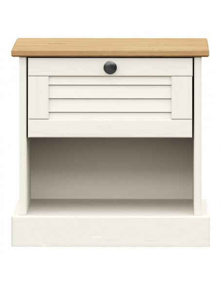 Comodino VIGO Bianco 42x35x42 cm in Legno Massello di Pino