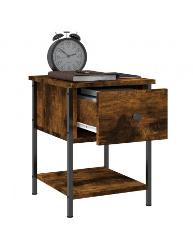 Comodino Rovere Fumo 34x35,5x45 cm in Legno Multistrato