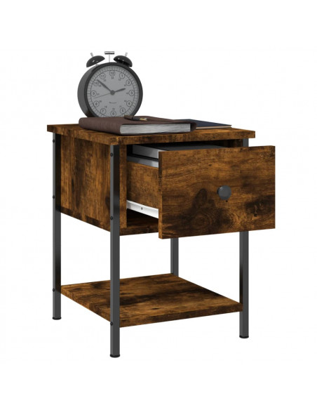 Comodino Rovere Fumo 34x35,5x45 cm in Legno Multistrato