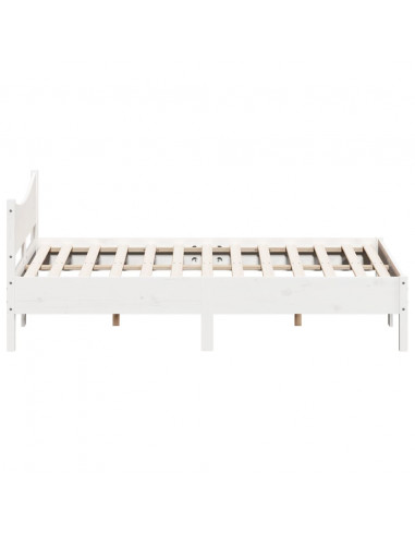 Giroletto con Testiera Bianco 150x200 cm Legno Massello di Pino