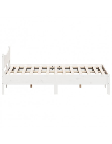 Giroletto con Testiera Bianco 150x200 cm Legno Massello di Pino
