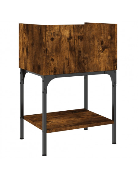Comodino Rovere Fumo 40,5x31x60 cm in Legno Multistrato