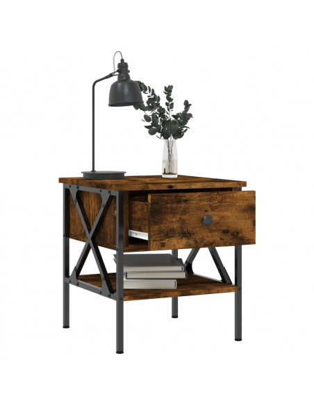 Comodino Rovere Fumo 40x42x45 cm in Legno Multistrato