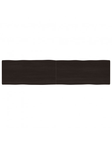 Piano Tavolo Marrone Scuro 220x50x(2-6)cm Rovere Non Trattato