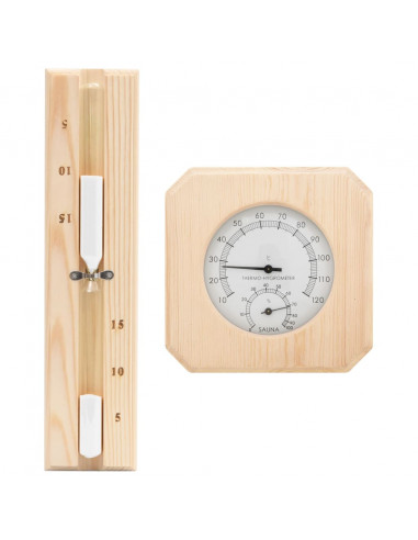 Set Timer Igrotermografo e Clessidra Sauna 2 in 1 Massello Pino