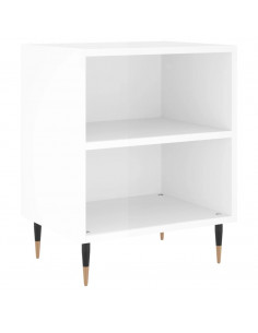 Comodino Bianco Lucido 40x30x50 cm in Legno Multistrato 2