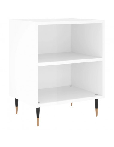 Comodino Bianco Lucido 40x30x50 cm in Legno Multistrato