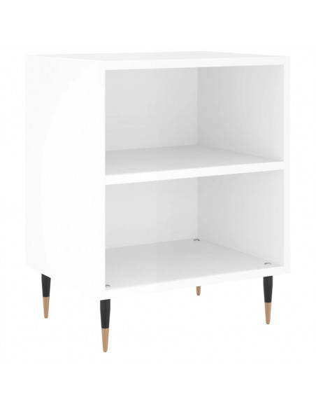 Comodino Bianco Lucido 40x30x50 cm in Legno Multistrato