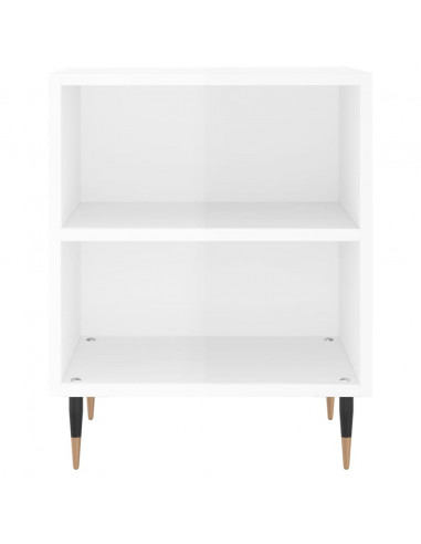 Comodino Bianco Lucido 40x30x50 cm in Legno Multistrato