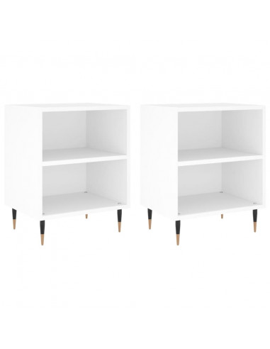 Comodini 2 pz Bianchi 40x30x50 cm in Legno Multistrato