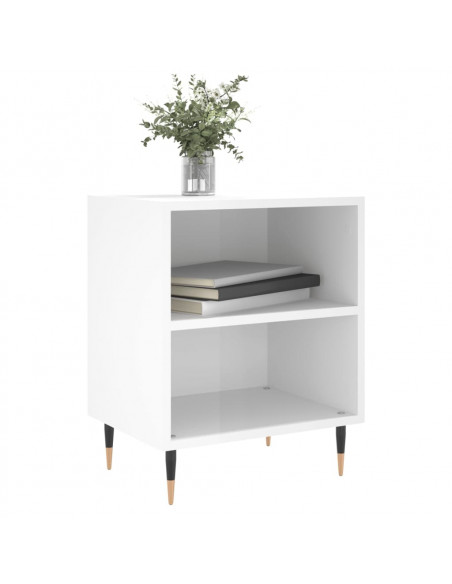 Comodini 2 pz Bianco Lucido 40x30x50 cm in Legno Multistrato