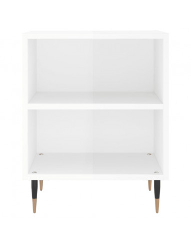 Comodini 2 pz Bianco Lucido 40x30x50 cm in Legno Multistrato
