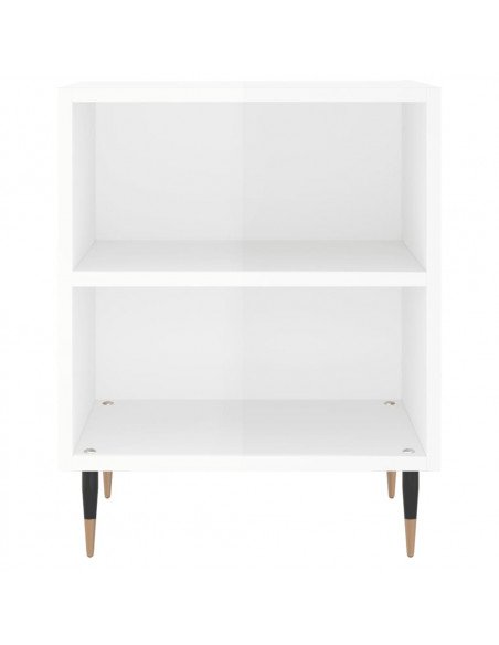 Comodini 2 pz Bianco Lucido 40x30x50 cm in Legno Multistrato