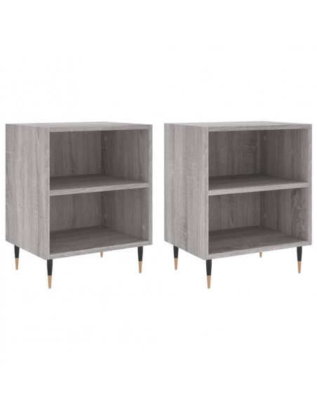Comodini Grigio Sonoma 2 pz 40x30x50 cm in Legno Multistrato