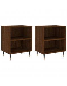Comodini Rovere Marrone 2 pz 40x30x50 cm in Legno Multistrato 2