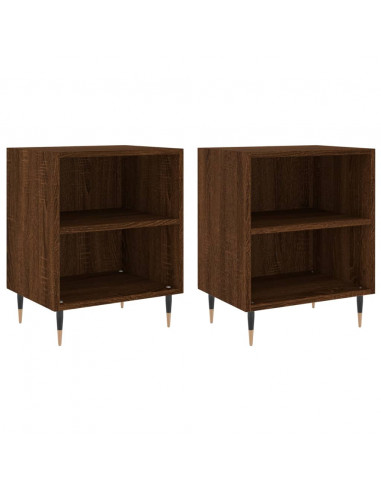 Comodini Rovere Marrone 2 pz 40x30x50 cm in Legno Multistrato