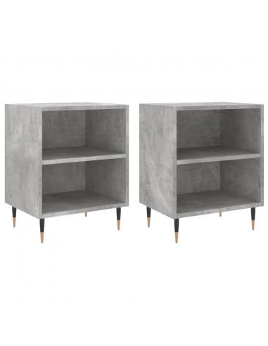 Comodini 2 pz Grigio Cemento 40x30x50 cm in Legno Multistrato