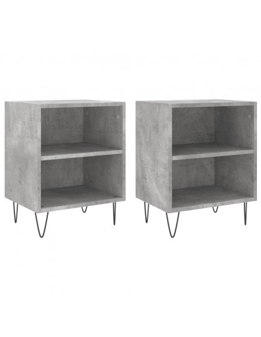 Comodini 2 pz Grigio Cemento 40x30x50 cm in Legno Multistrato