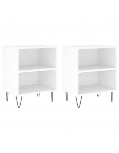 Comodini 2 pz Bianchi 40x30x50 cm in Legno Multistrato 2