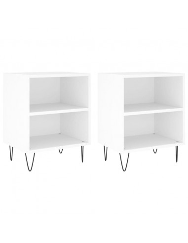 Comodini 2 pz Bianchi 40x30x50 cm in Legno Multistrato