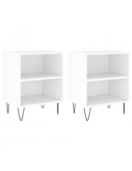 Comodini 2 pz Bianchi 40x30x50 cm in Legno Multistrato
