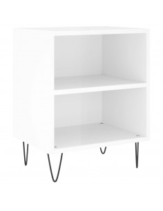 Comodino Bianco Lucido 40x30x50 cm in Legno Multistrato 2