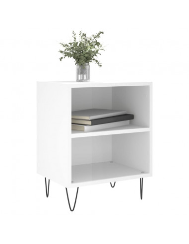 Comodino Bianco Lucido 40x30x50 cm in Legno Multistrato