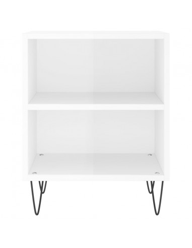 Comodino Bianco Lucido 40x30x50 cm in Legno Multistrato