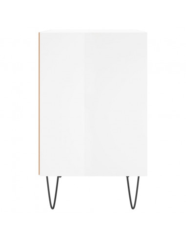 Comodino Bianco Lucido 40x30x50 cm in Legno Multistrato