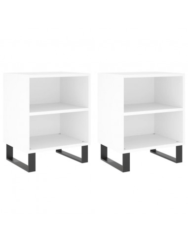 Comodini 2 pz Bianchi 40x30x50 cm in Legno Multistrato
