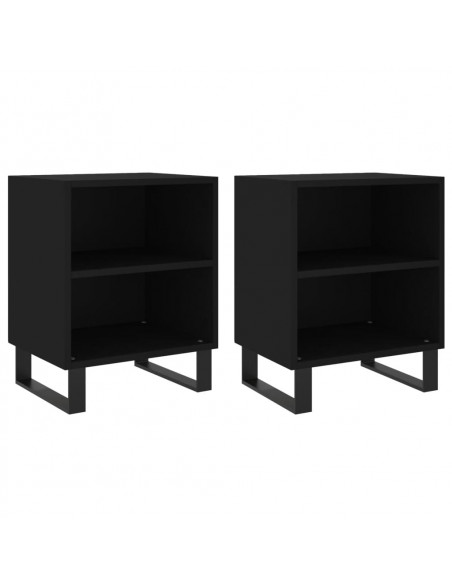 Comodini 2 pz Neri 40x30x50 cm in Legno Multistrato