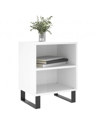 Comodini 2 pz Bianco Lucido 40x30x50 cm in Legno Multistrato