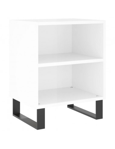 Comodini 2 pz Bianco Lucido 40x30x50 cm in Legno Multistrato