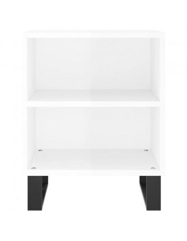 Comodini 2 pz Bianco Lucido 40x30x50 cm in Legno Multistrato