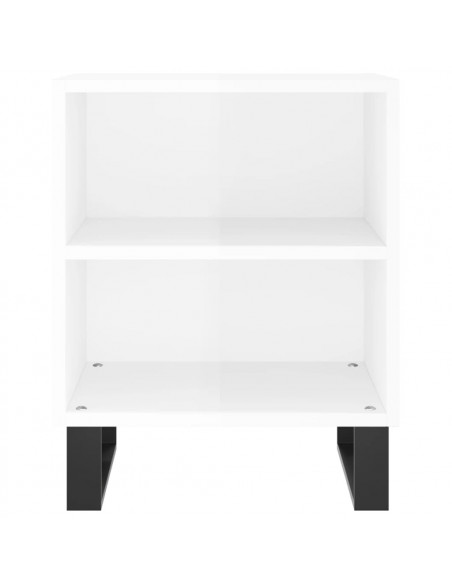 Comodini 2 pz Bianco Lucido 40x30x50 cm in Legno Multistrato