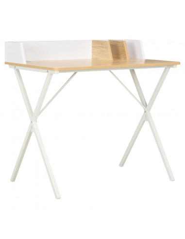 Scrivania Bianca e Naturale 80x50x84 cm
