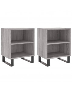 Comodini Grigio Sonoma 2 pz 40x30x50 cm in Legno Multistrato 2