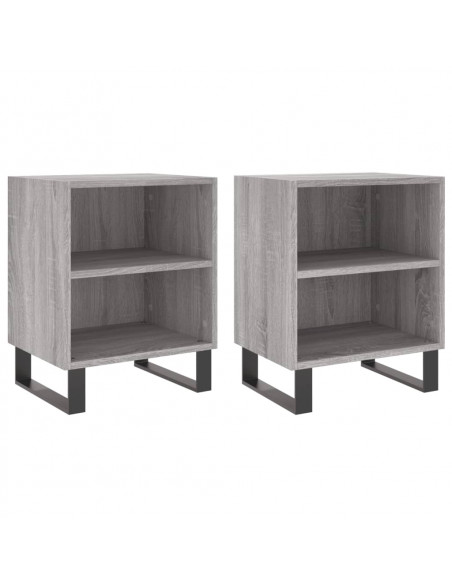Comodini Grigio Sonoma 2 pz 40x30x50 cm in Legno Multistrato