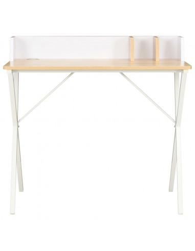 Scrivania Bianca e Naturale 80x50x84 cm