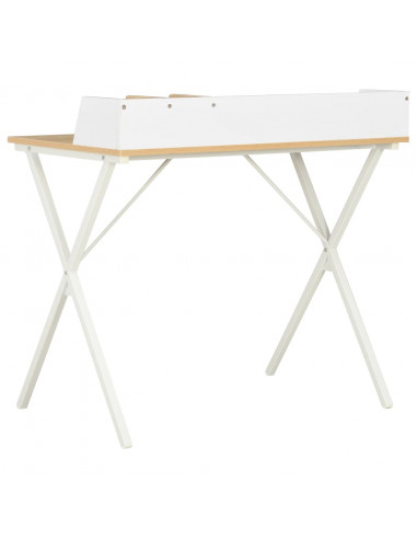 Scrivania Bianca e Naturale 80x50x84 cm