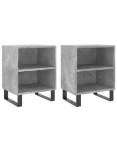 Comodini 2 pz Grigio Cemento 40x30x50 cm in Legno Multistrato 2