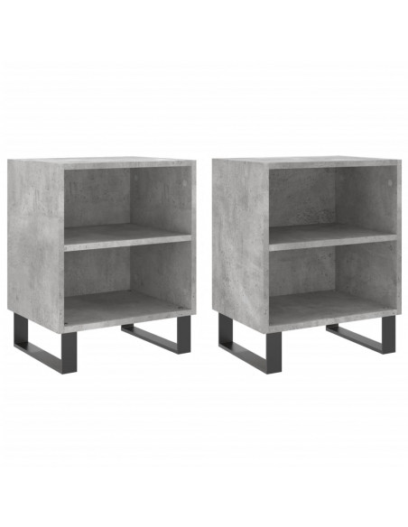 Comodini 2 pz Grigio Cemento 40x30x50 cm in Legno Multistrato