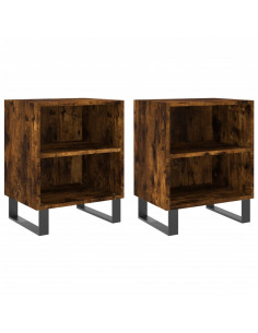 Comodini Rovere Fumo 2 pz 40x30x50 cm in Legno Multistrato 2